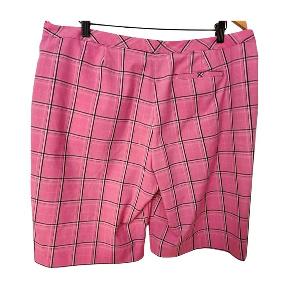 Pre-love Plus-size Izod Cool-FX Stretch Long Golf Shorts Pink Plaid Pock Size 16 - Picture 3 of 13